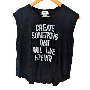 Old Navy Women's Black Graphic Sleeveless Top Cotton Size M